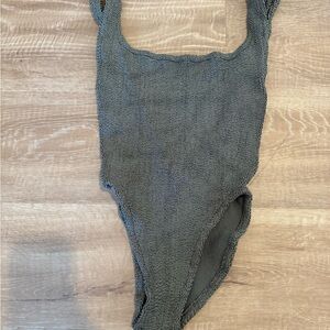 Hunza G Textured Gray One Piece Swimsuit